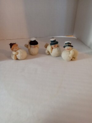 Vintage Snowman On Snowballs Ornaments Set Of 4