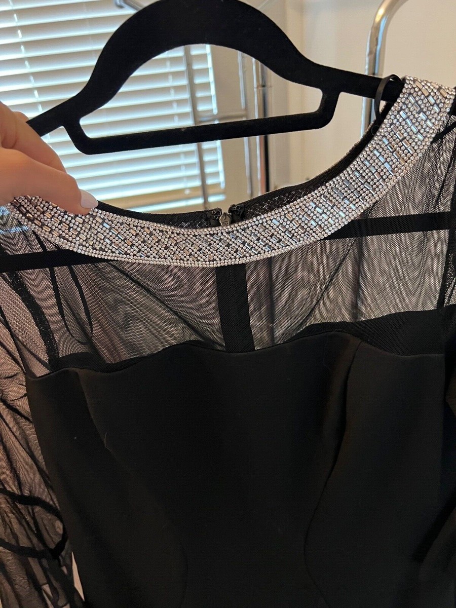 Alex Evenings Embellished Illusion Sheath Dress - Black - Size 10
