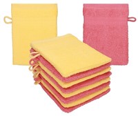 Betz 10 Waschhandschuhe Premium 16X21Cm 100 % Baumwolle Honiggelb & Himbeere
