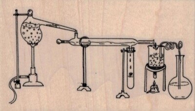 Chemistry Set-up 4 x 2 1/2'' Rubber Stamp, Object Stamp, Science Stamp