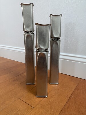 3 Vintage Thomas Roy Markusen Brutalist Silver Plated Candle Holder Sculptures