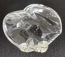 Signed STEUBEN Art Glass Clear Crystal Eagle Hand Cooler Figurine Paperweight