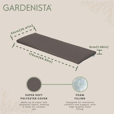 Image of Dark Grey 4-Seater Garden Bench Seat Pad for Outdoor Patio Bench Cushion