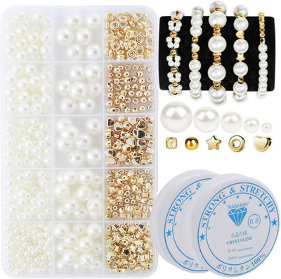 Perlen Weiß,720pcs Perlen zum Basteln Diy Set Erwachsene Bracelet Making kit Sch