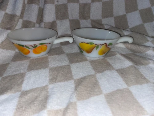 Fire King vintage milk glass fruit bowls / Set of two / 1960s / retro kitchen 