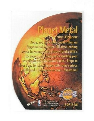 KOBE BRYANT 1998-99 PLANET METAL DIE CUT 6/15 LOS ANGELES LAKERS 