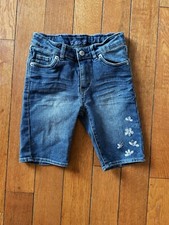 Girls 6 Levi  s Bermuda Shorts Y2K Embroidered Flowers 5 Pocket Denim Knee Length