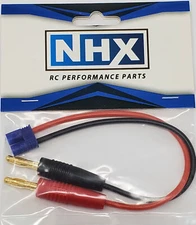 NHX EC2 Male Charging Cable w/4.0mm Banana Connector Adapter Wire 18 AWG 6" Wire