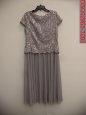 Jackie Jon Women's Silver Lace Sequin Embellished Waist Dress, 16 702846578735