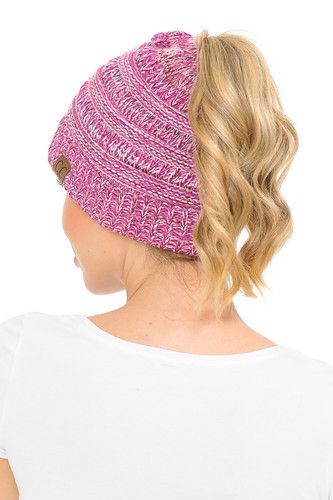 C.C BeanieTail Soft Stretch Cable Knit Messy High Bun Ponytail Beanie Hat - Picture 171 of 230