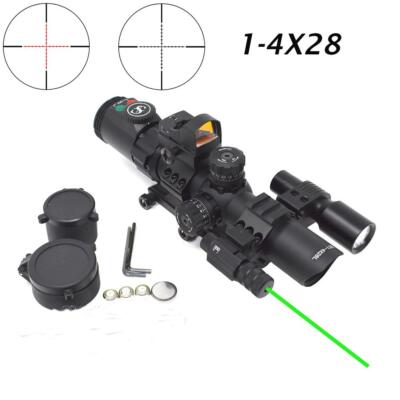 Sniper 1-4X28 Combo Riflescope Illuminated Reticle Red laser