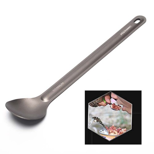 1pc Titanium Spoon Long Handle Spoon Outdoor Camping Tableware B&MG - Picture 7 of 7