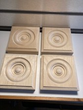 4x Ornamental Moulding Bullseye Rosette 4.5 X 4.5 x 1.125 Hardwood, Quality A1