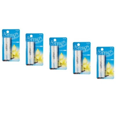 5 Twin-Packs Softlips Lip Protectant Balm, Sunscreen SPF 20, Vanilla