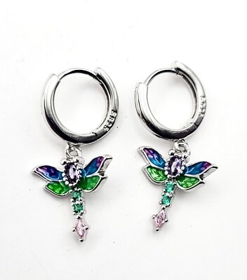 925 Sterling Silber Libelle baumelnde Creolen