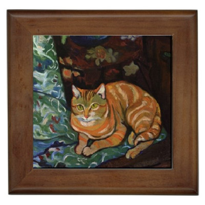 Tabby Cat Kitty Suzanne Valadon Feline Art Detail FRAMED Ceramic Tile