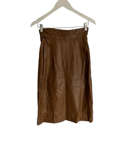 Pietro Donatello Vintage Leather Midi Skirt Size 38 12 10 Designer Wrap Soft - Picture 2 of 6