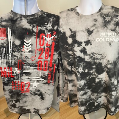 Call Of Duty Black Ops Cold War Long Sleeve Gray Camo T Shirt RARE Size  Small