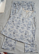 Lucky Brand Pajama Set Women's XXL PJ Pants Tank Top Gray Blue Polyester Spandex
