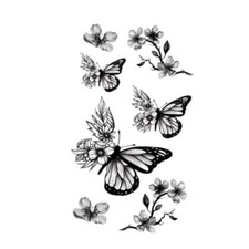 MapofBeauty 2 pcs Black Butterfly Prints Temporary Waterproof Tattoo HM1136