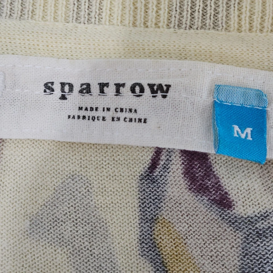 Cárdigan Suéter Sparrow Anthropologie Floral Rendering Rayas Mediano Beige Foto 4 de 4