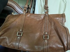 Max Mara distressed brown leather silver meta...