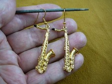(M202-D) TENOR SAX Saxophone Earrings 24k gold plated music lover Selmer Mark VI