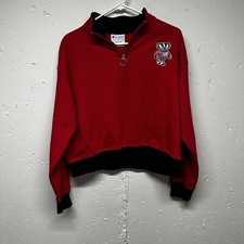 WISCONSIN BADGERS CHAMPION WOMEN'S CROP SUPERFAN 1/4 ZIP - Size L