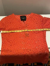Talbots Petites Orange Eyelet V-Neck Blouse & Camisole Size 2P  100% Cotton