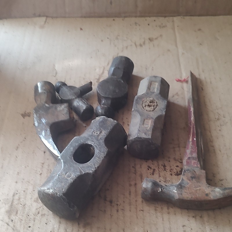 6pc Assorted Metal Hammer Heads Lot, Gray, No Handles, Sledge & Pick Style