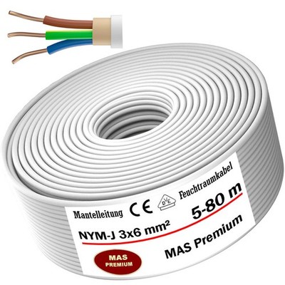 5-80 m wet room cable power cable sheath cable NYM-J 3 x 6 mm² electrical cable