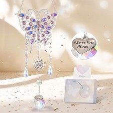 Christmas Crystal Suncatcher Gifts for Mom, Butterfly Suncatcher with Silver