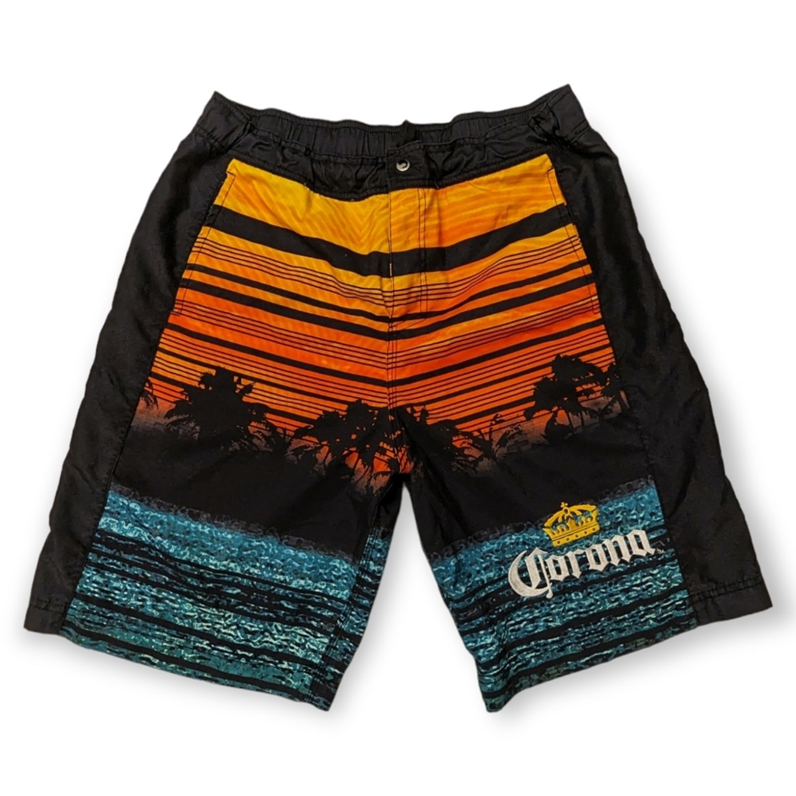 Corona Men's Hawaiian Sunset Palm Tree Swim Trunks Board Shorts Size XL
