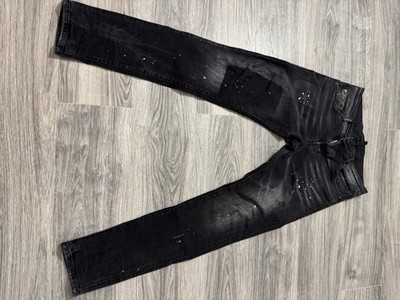 Dsquared2 Black Distressed Jeans Biker Pants Size 44, Italy