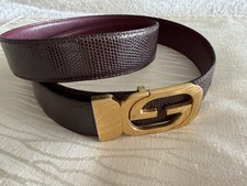 Vtg 1970 s or 1980 s Gucci Womens Interlocking G Buckle Reversible Leather Belt