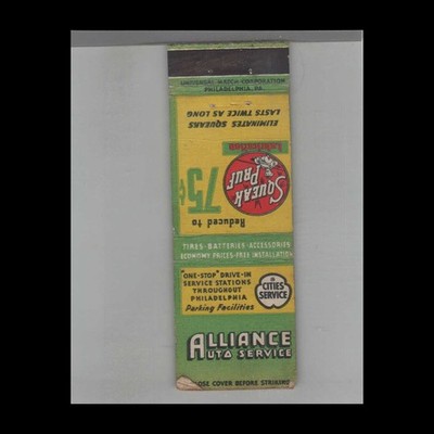Matchbook Cover Cities Service Alliance Auto Service