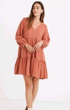 Madewell Lightspun Double Gauze Mini Dress Color Deep Rose Size 0 Pockets