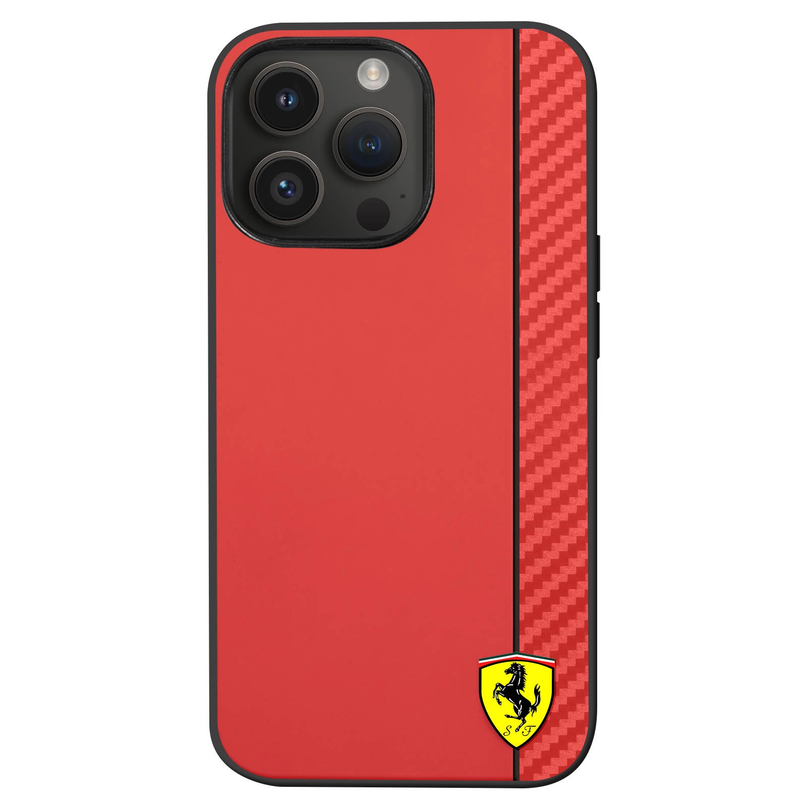 Coque Ferrari iPhone 14 Pro Max rouge bi-matière à haute absorption des impacts
