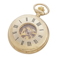 Charles-Hubert Gold-Plated Half Hunter Mechanical Pocket Watch 3558