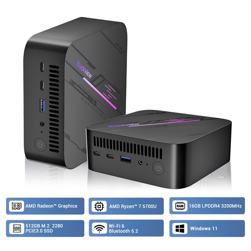 Blackview Mini Gaming PC MP100 AMD Ryzen™ 7 5700U 16GB/32GB 512GB/1TB SSD Win 11 - Bild 2 von 19