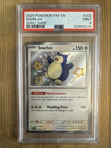 Snorlax 202/091 SV Paldean Fates Shiny Rare Pokémon TGC - PSA 9