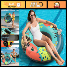 53" Heavy Duty Inflatable River Tube Float for Adults - Ergonomic Backrest, Cup
