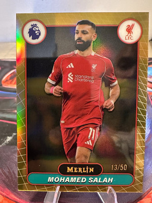 Topps 2025-26 Merlin Premier League Mohamed Salah #115 Liverpool Gold Foil 13/50
