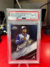 2020 Topps Chrome Black Ronald Acuna Chrome Black Autograph PSA Gem Mint 10