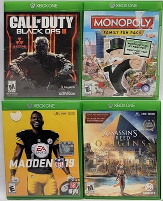 Xbox ONE Lot - Madden 19, Assassin's Creed Origins, COD Black Ops 3, Monopoly