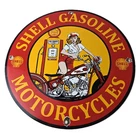 Vintage Shell Gasoline Sign - Motorcycle Gas Oil Pump Porcelain Sign