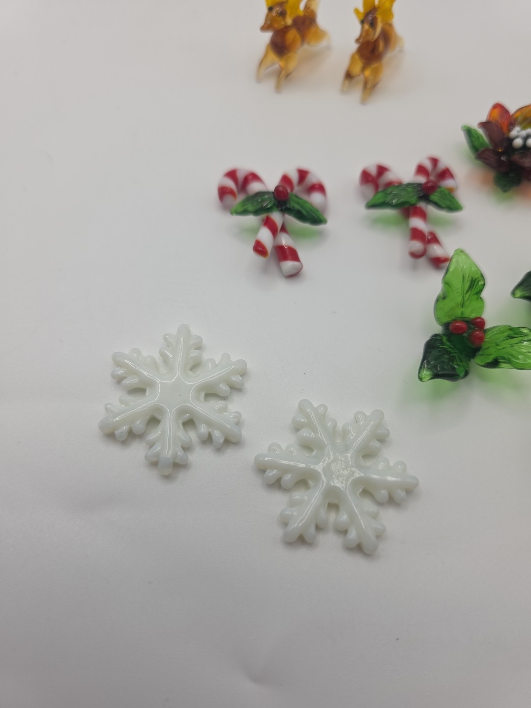 Lillian Vernon Christmas Reindeer Tree Minature Glass Handcrafted Lot of 12