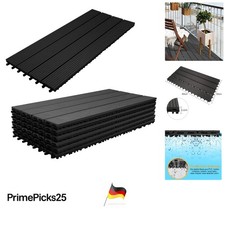 WPC Terrassenfliesen 12 Stück 2m² Kunststoff Holzoptik Drainagesystem Anthrazit