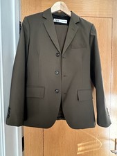 Zara Khaki Suit, jacket and wide leg trousers, jacket size S and trousers size M