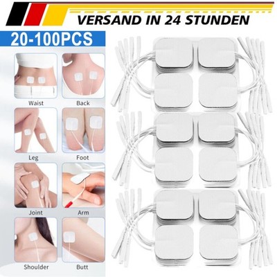 20-100 Stück TENS EMS Elektroden Pads 4x4cm mit 2mm-Stecker für Reizstromgeräte